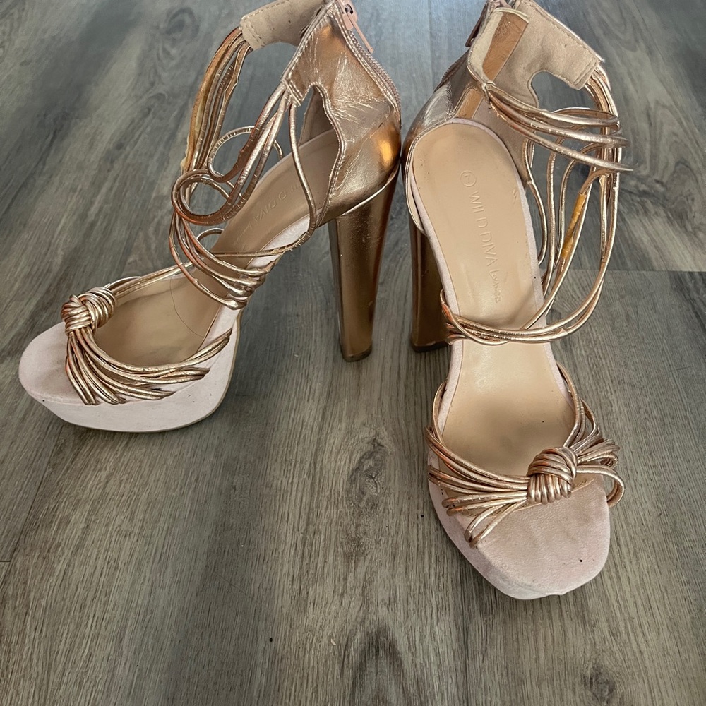 Rose Gold High Heel Sandals